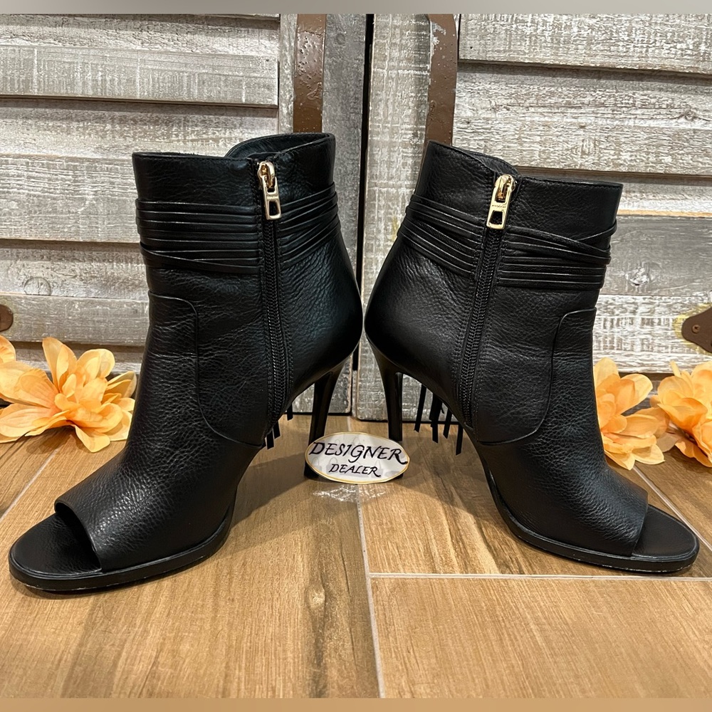 COACH Laurel Black Leather Peep Toe Bootie Size 6B - Picture 4 of 12